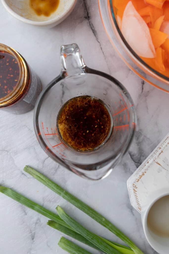 sauce ingredients in a cup