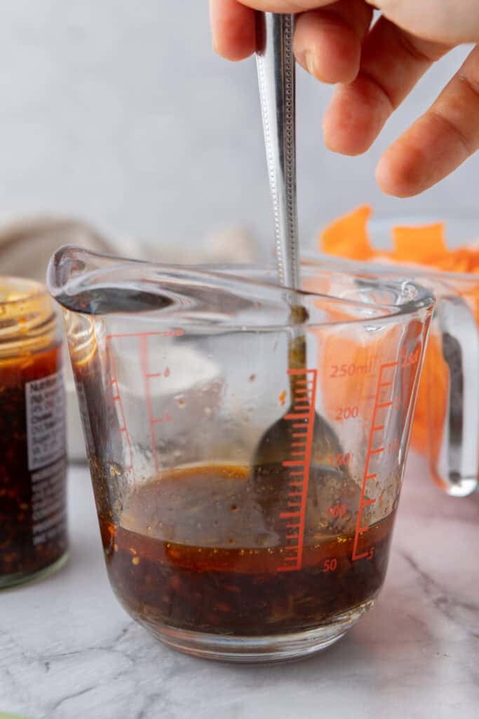 sauce ingredients in a cup