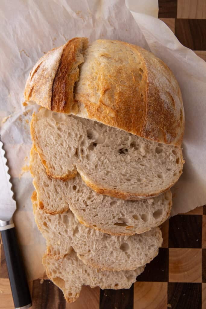 overhead shot of the same day sourdough bread recipe
