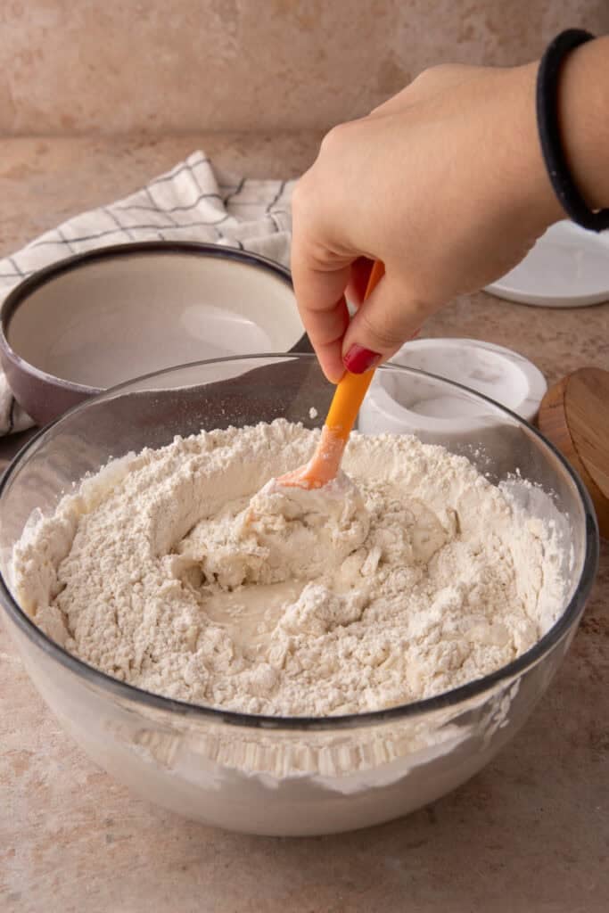 ingredients being mixed in a bowl