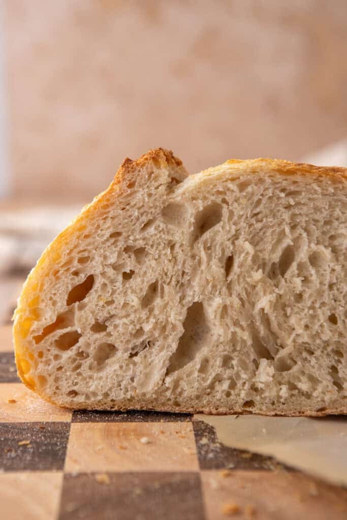 side shot of the same day sourdough bread recipe