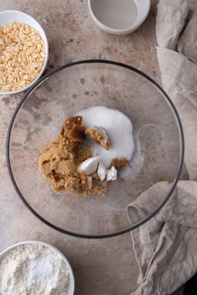 butter and sugar mixed in a bowl