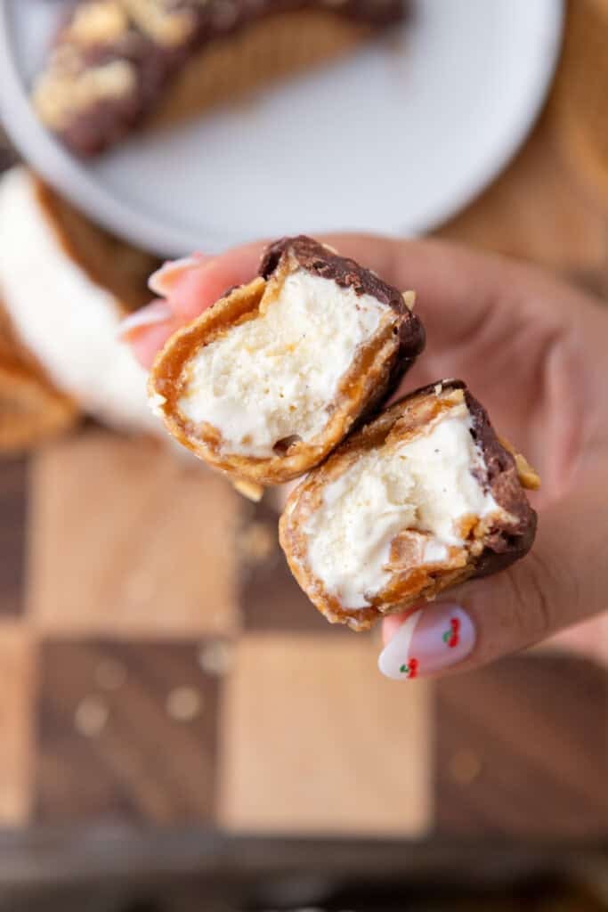 Stroopwafel Choco Tacos split in half