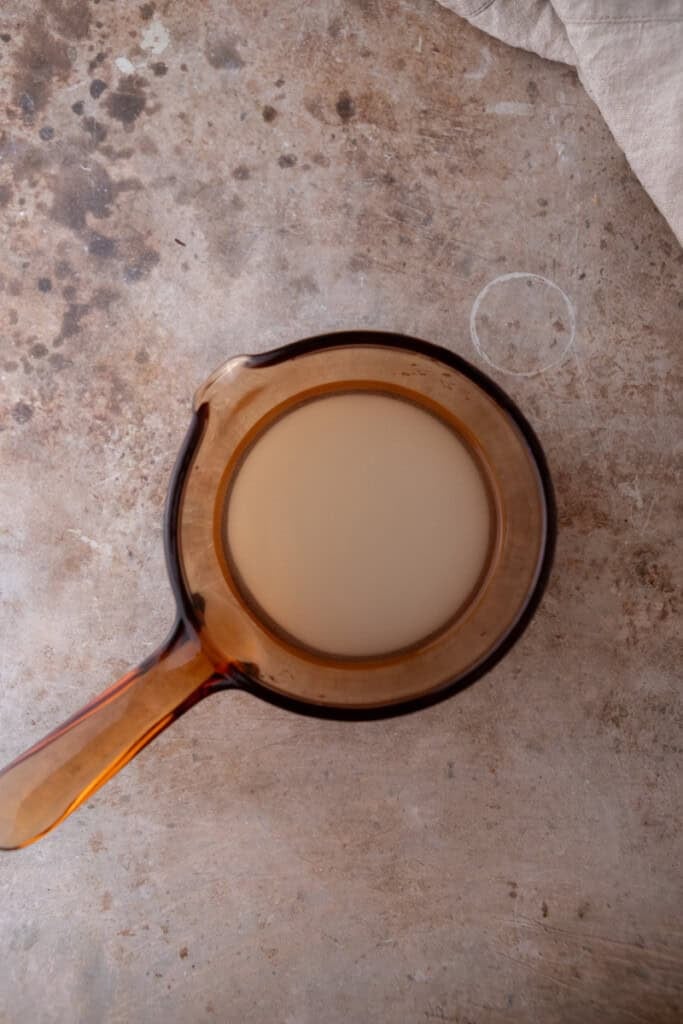 water and sugar in a pot
