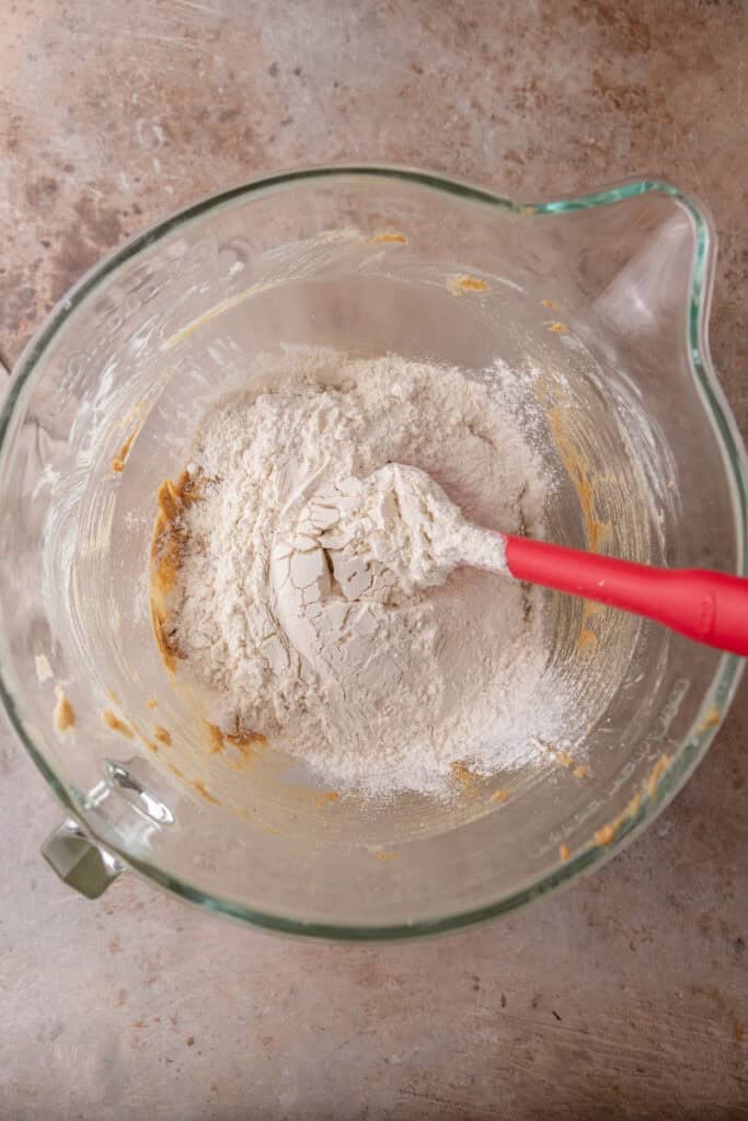 Dry ingredients into the wet ingredients