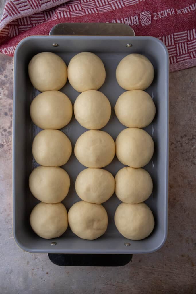 Bread buns after doubling in size