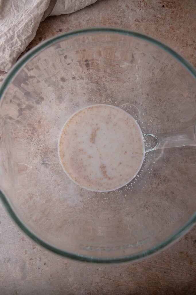 Yeast and milk a large mixing bowl