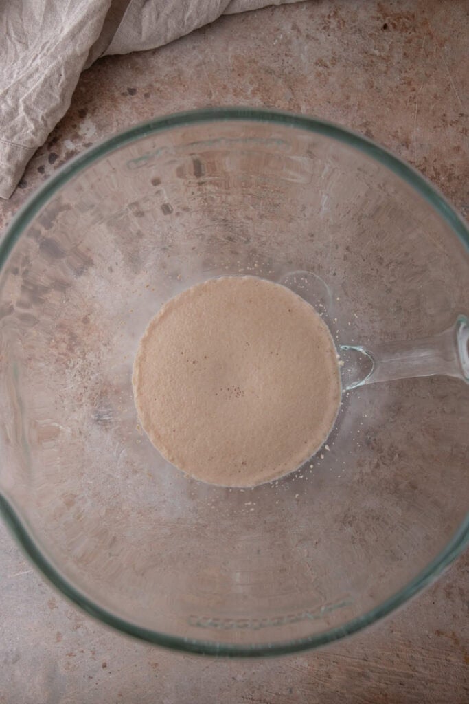 bloomed Yeast and milk a large mixing bowl