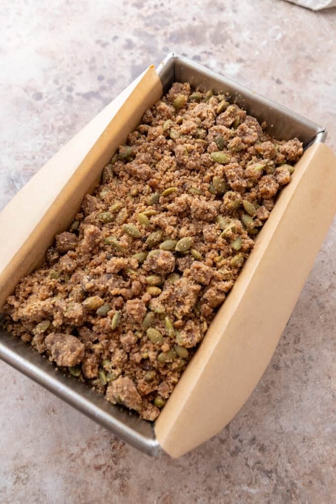 Streusel Pumpkin Bread overhead shot
