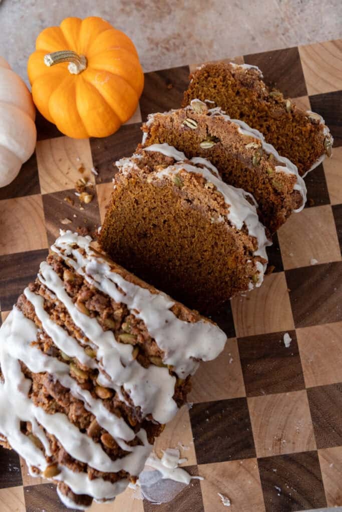 Streusel Pumpkin Bread cut up