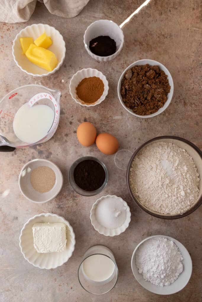 Black Cocoa Cinnamon Rolls recipe ingredients