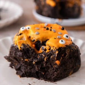 Black Cocoa Cinnamon Rolls on a plate