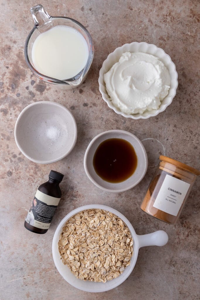 High Protein Overnight Oats recipe ingredients
