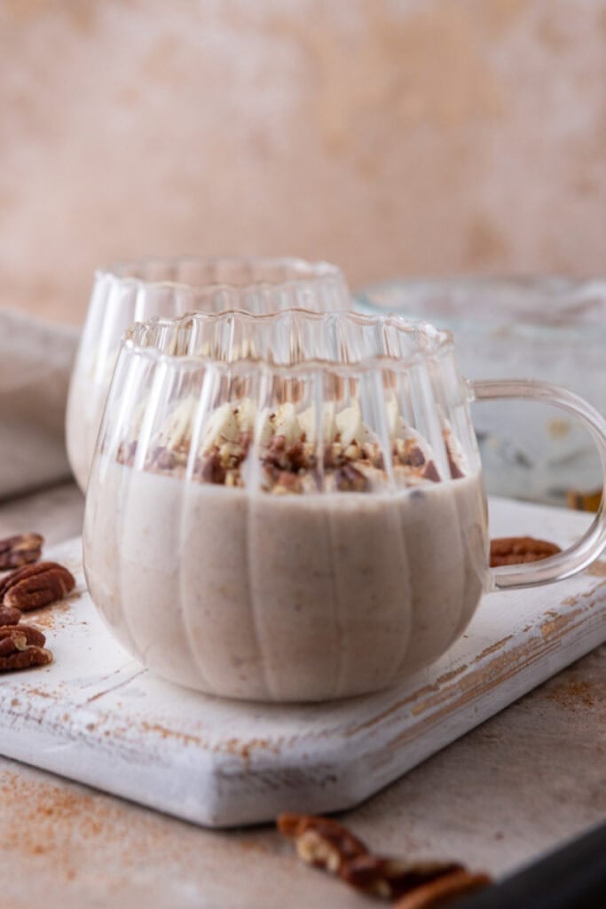High Protein Overnight Oats recipe in a bowl side shot