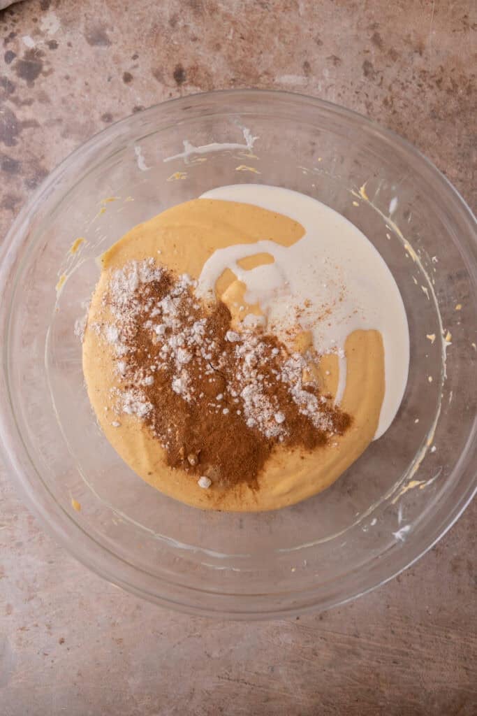 filling ingredients in a bowl