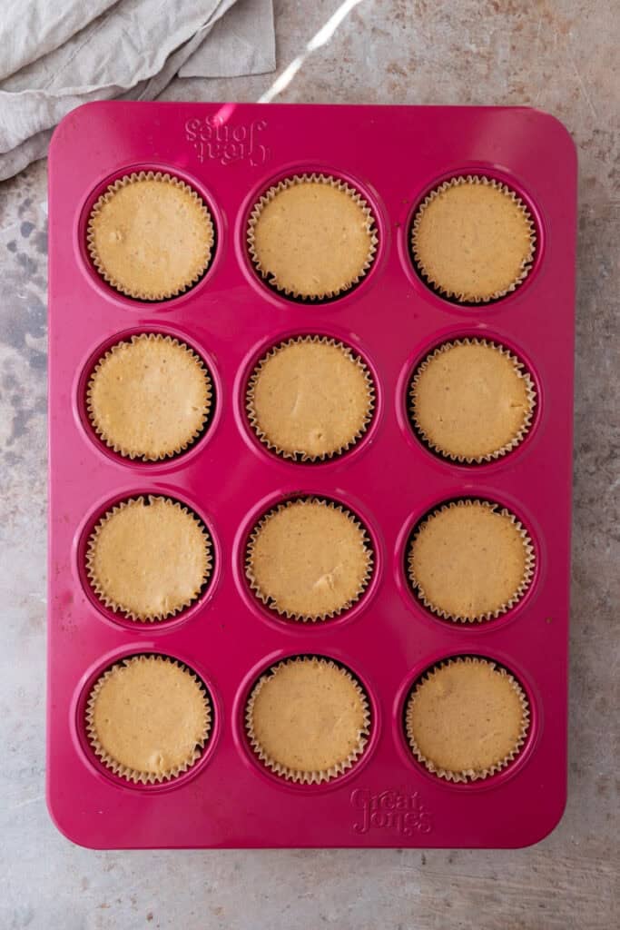 baked filling in the muffin liners