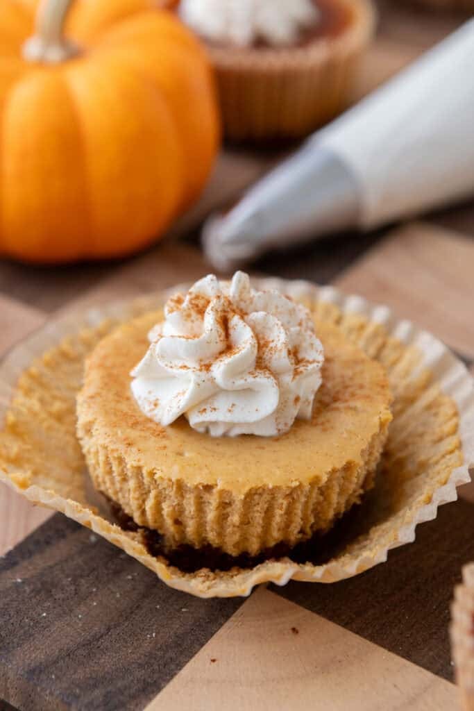 Mini Pumpkin Cheesecakes with whipped cream
