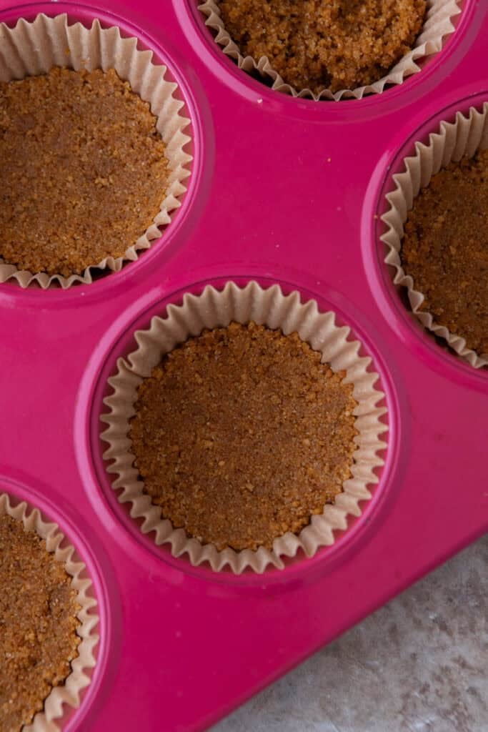 crust mixture in muffin liners