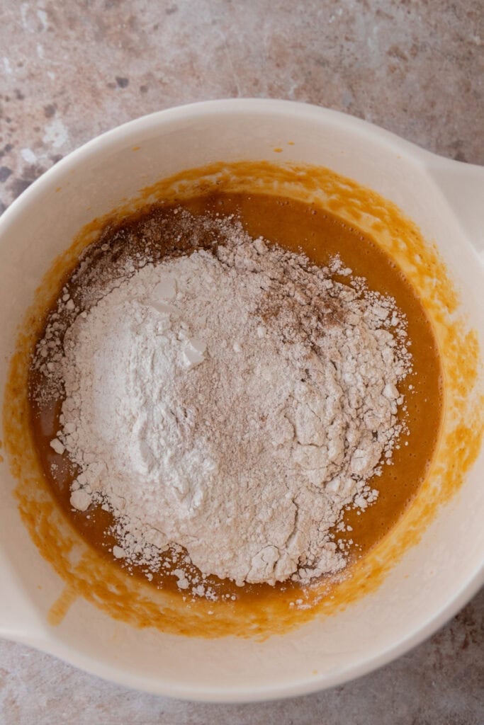 wet and dry ingredients in a bowl