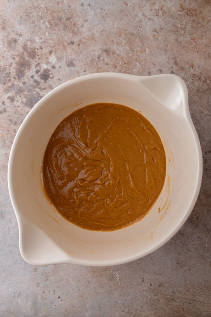 wet and dry ingredients in a bowl