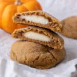 Pumpkin Cheesecake Cookies stacked on each other