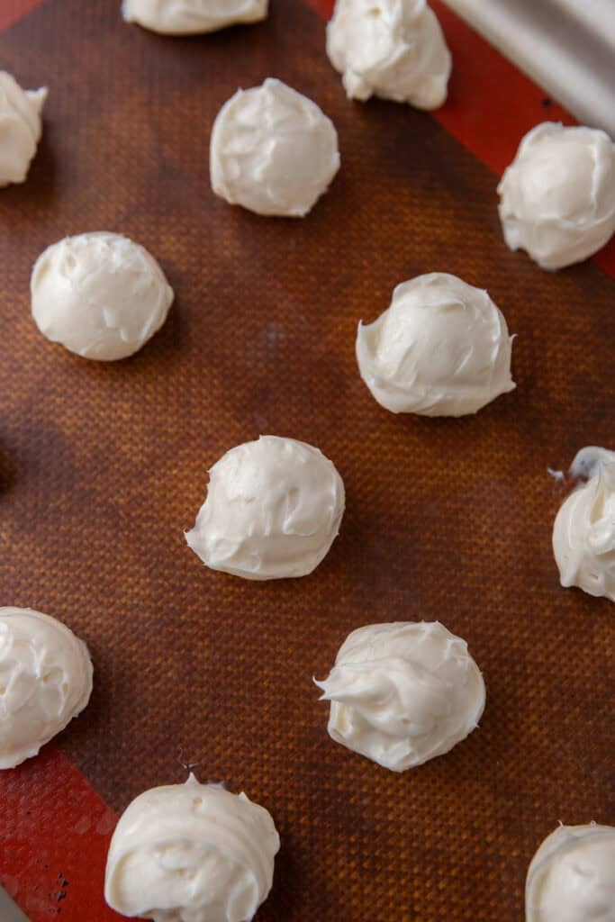 filling ingredients rolled into balls