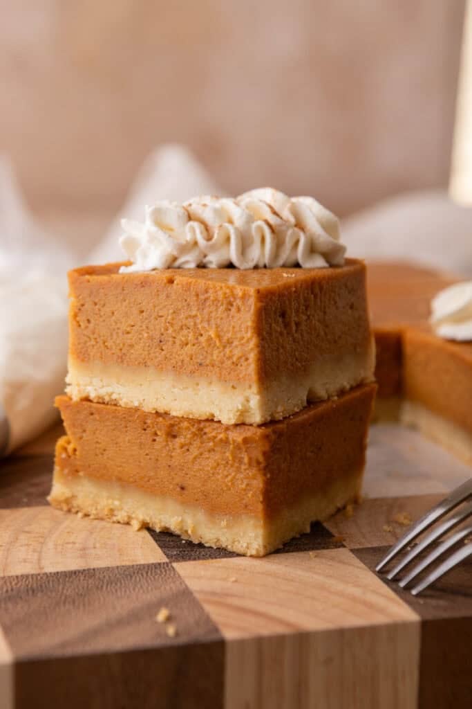 sweet potato pie bars recipe squares stacked