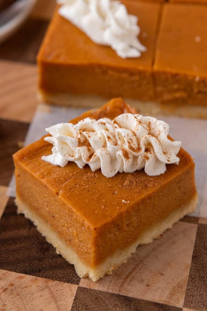 sweet potato pie bars recipe square close up