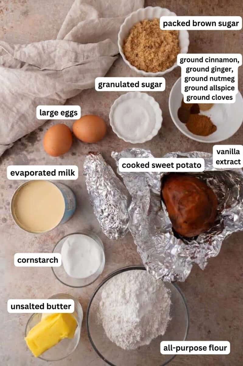 sweet potato pie bars recipe ingredients