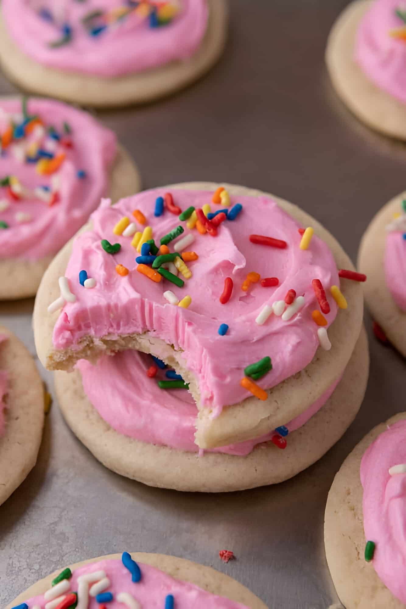 Sour cream Sugar cookies with a bite taken out of it