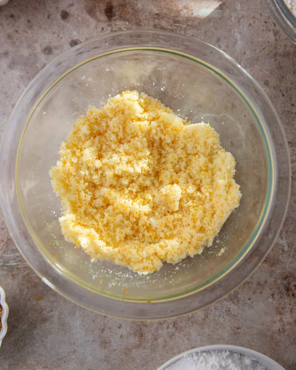 Orange zest rubbed into sugar until fragrant