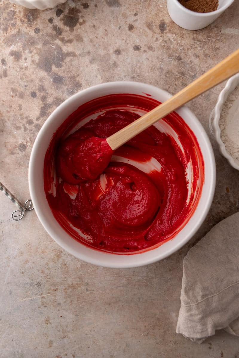 Cookie dough after adding red food coloring