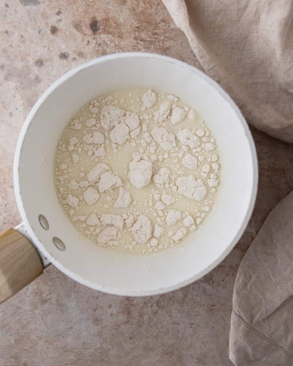 Tangzhong ingredients in a sauce pan before cooking.