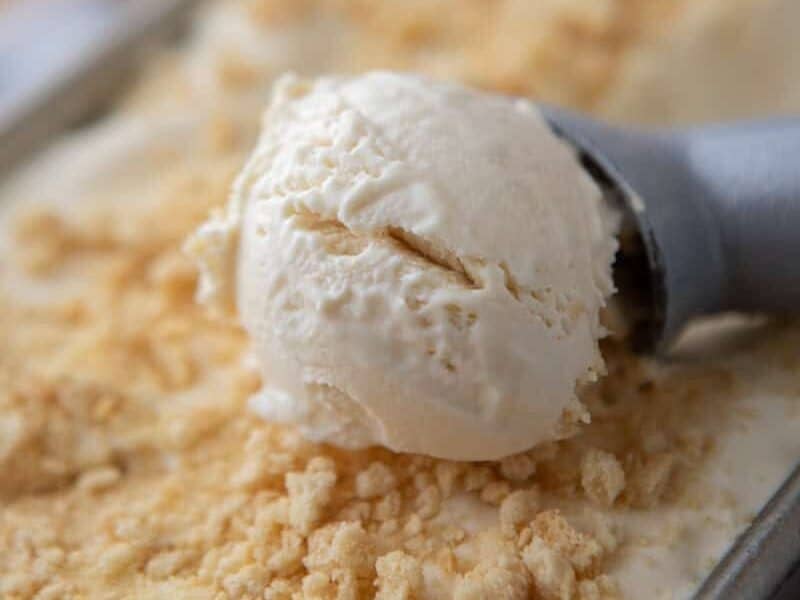 No-Churn Cream Cheese Ice Cream recipe getting scooped