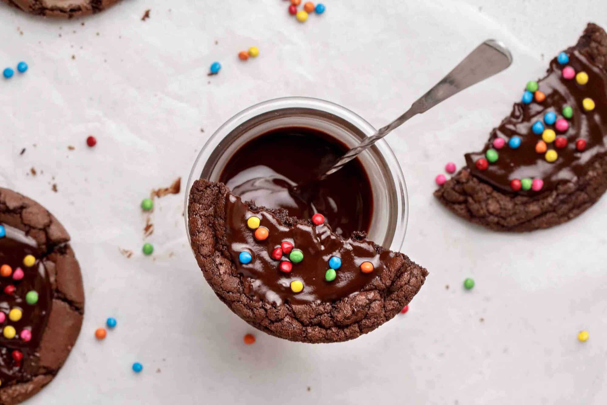 Cosmic brownie cookie topped with smooth chocolate ganache