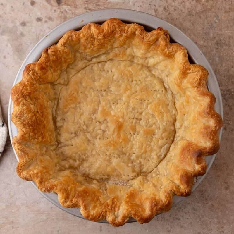 pre-baked pie crust ready for chocolate meringue pie filling