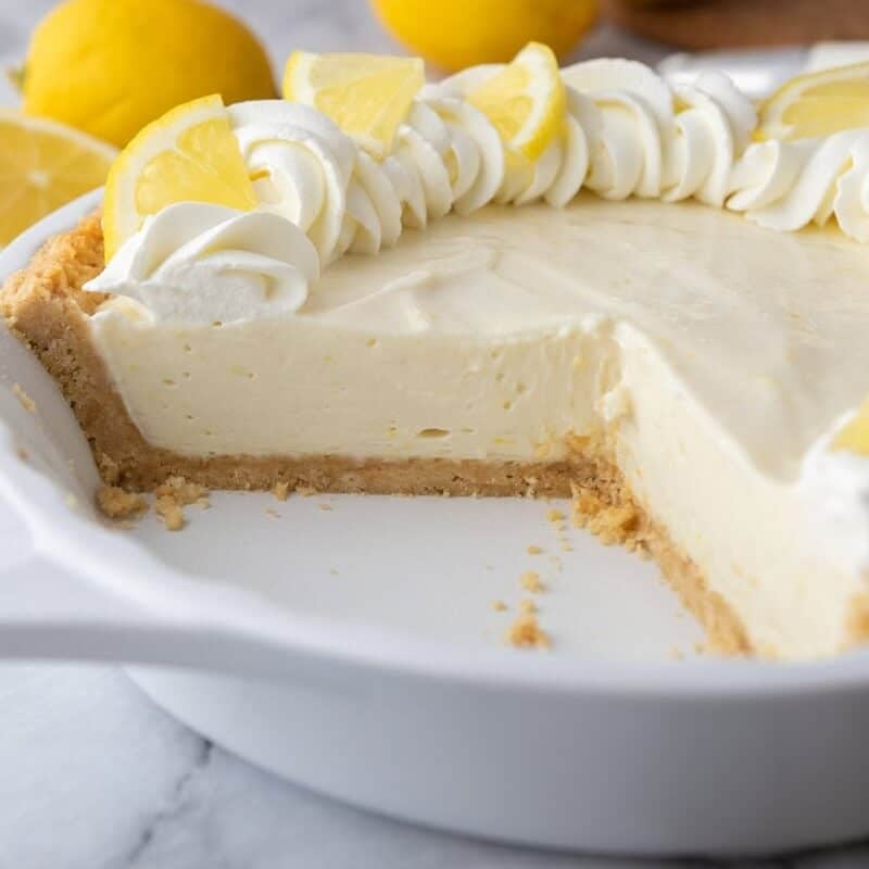 no bake lemon pie overhead shot