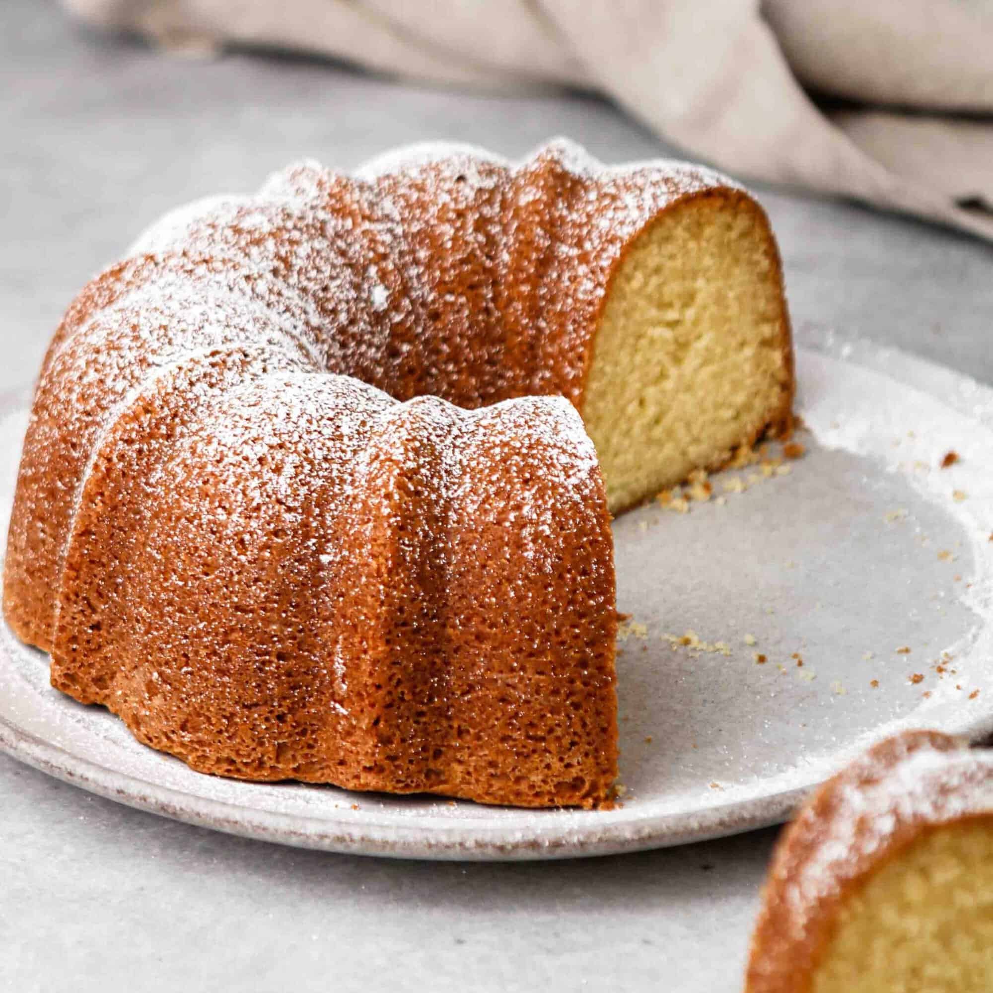 Sliced bundt cake close up