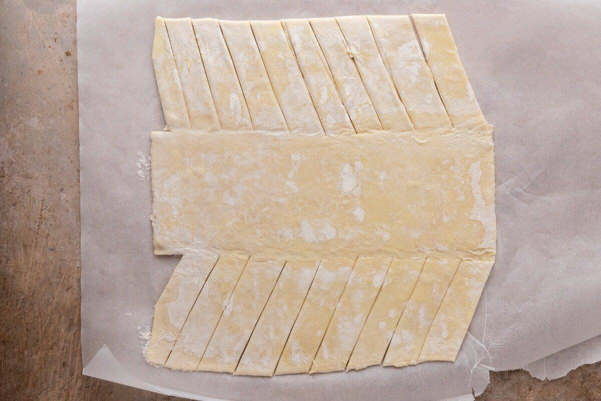 dough cut laid out and cut